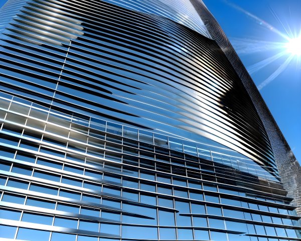 Modern Skyscraper with Unique Horizontal Façade