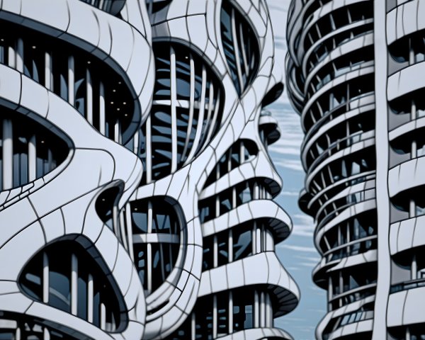 Architectural Design with Curving Lines and Patterns