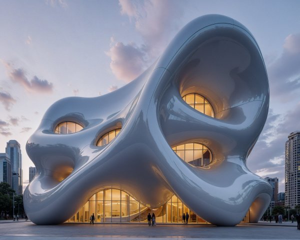 Contemporary Building with Organic Fluid Design
