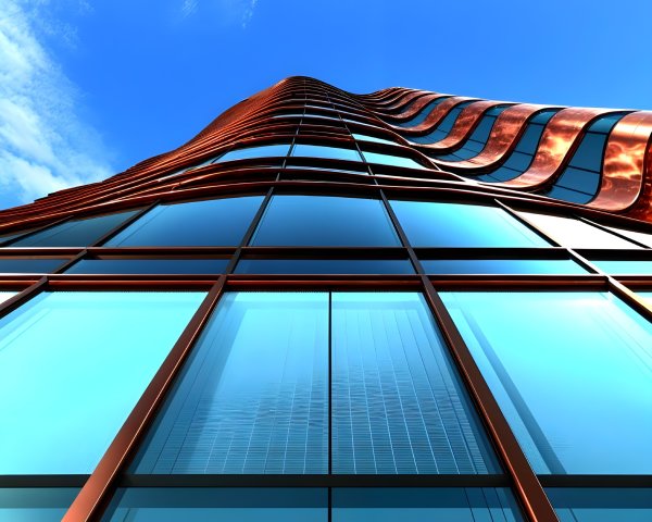 Modern Skyscraper with Wavy Design and Glass Facade