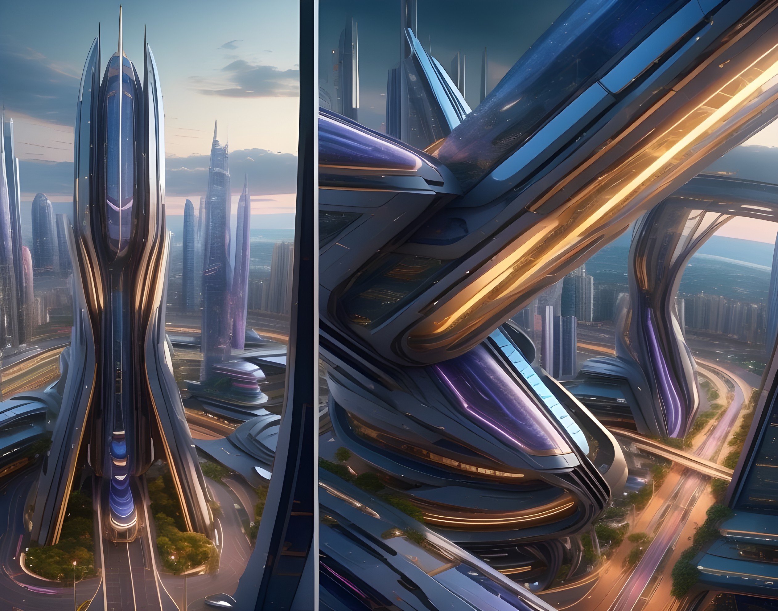 Futuristic Cityscape with Skyscrapers and Advanced Design