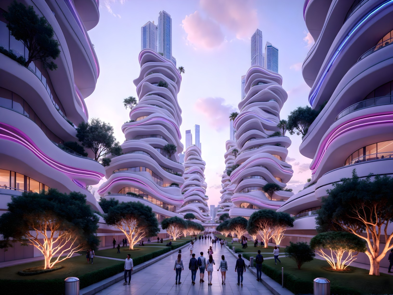 Futuristic Urban Landscape with Unique Building Designs