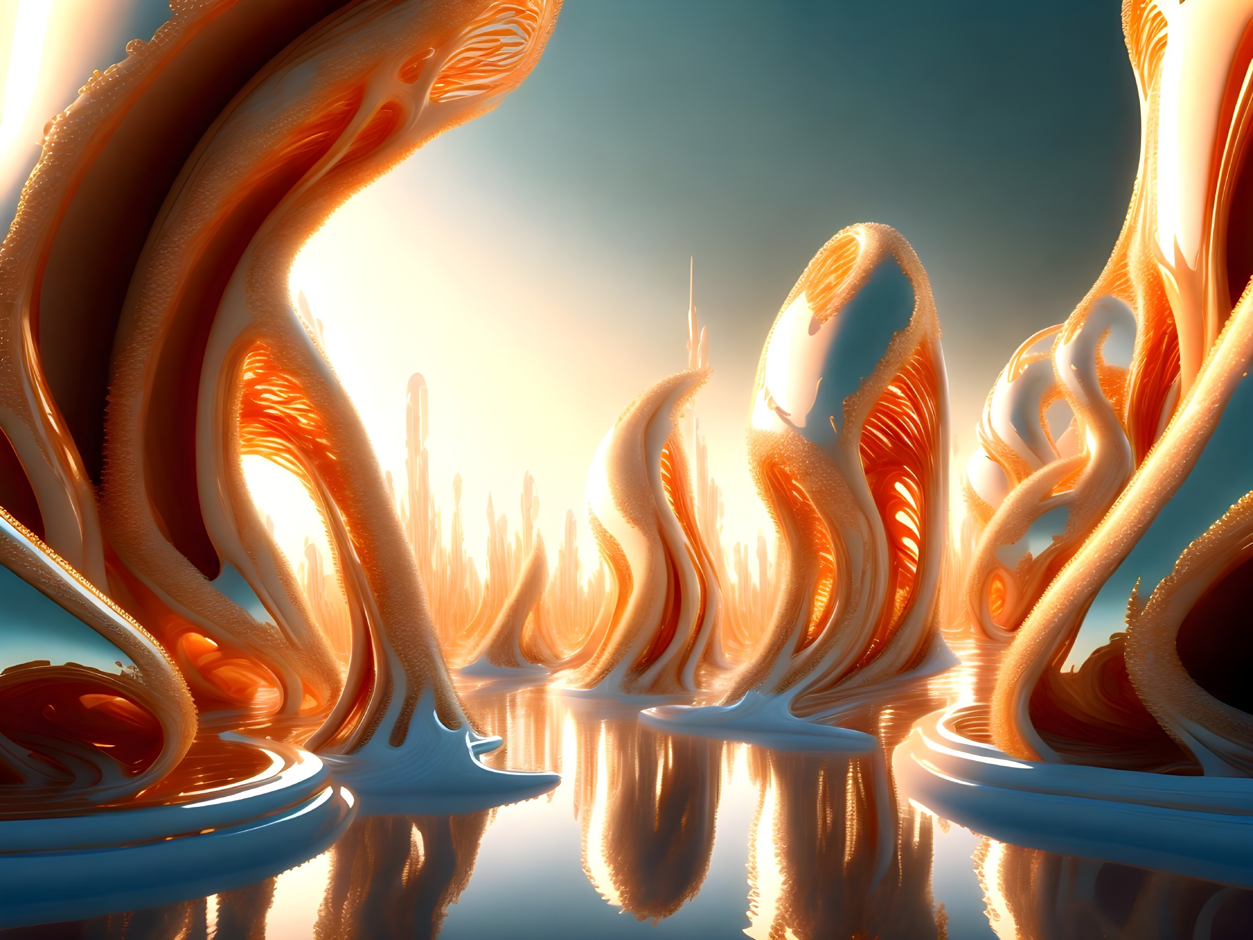 Surreal Landscape with Twisting Organic Structures