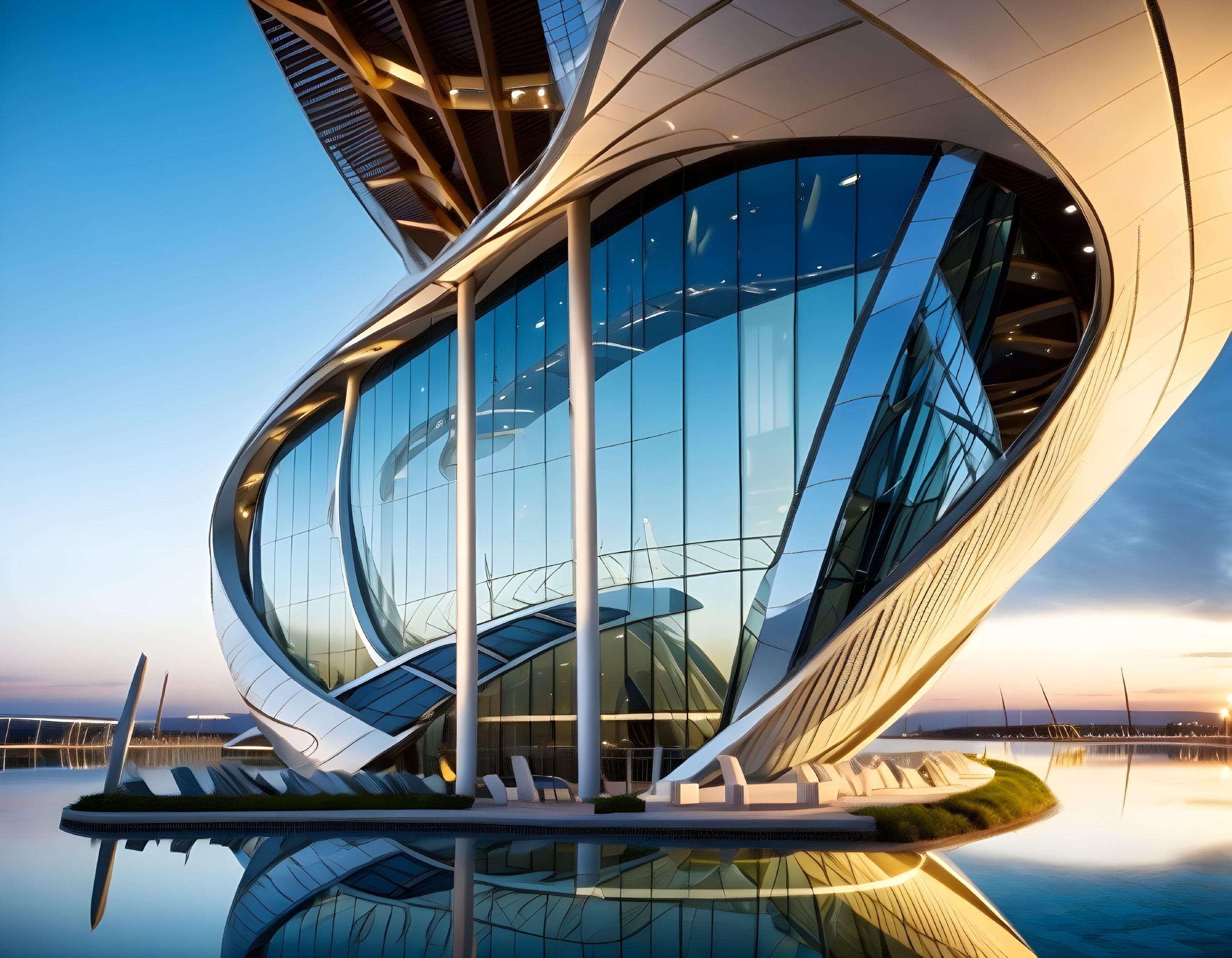 Modern Architectural Structure with Glass Facades