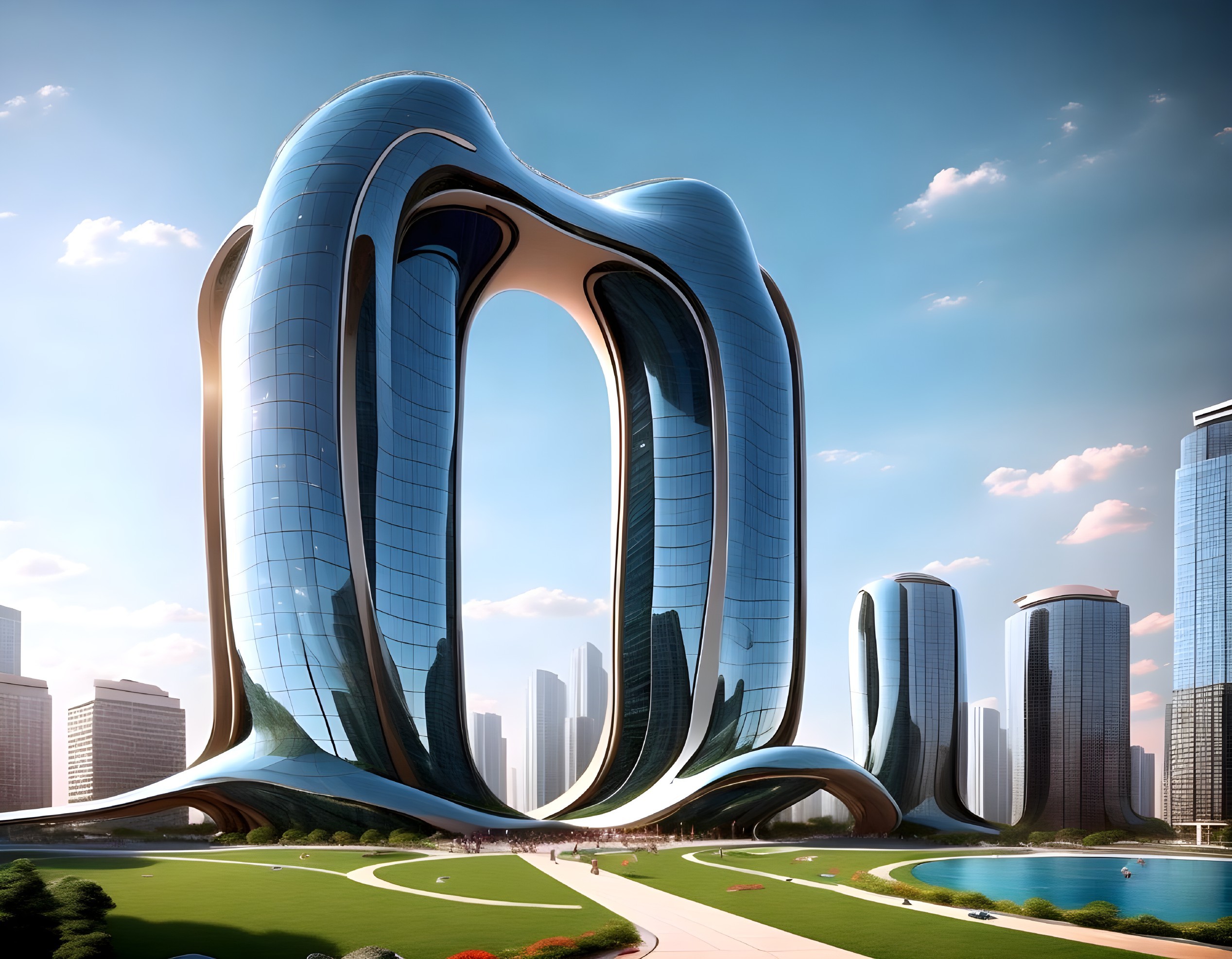 Futuristic Architectural Design with Glass Façade