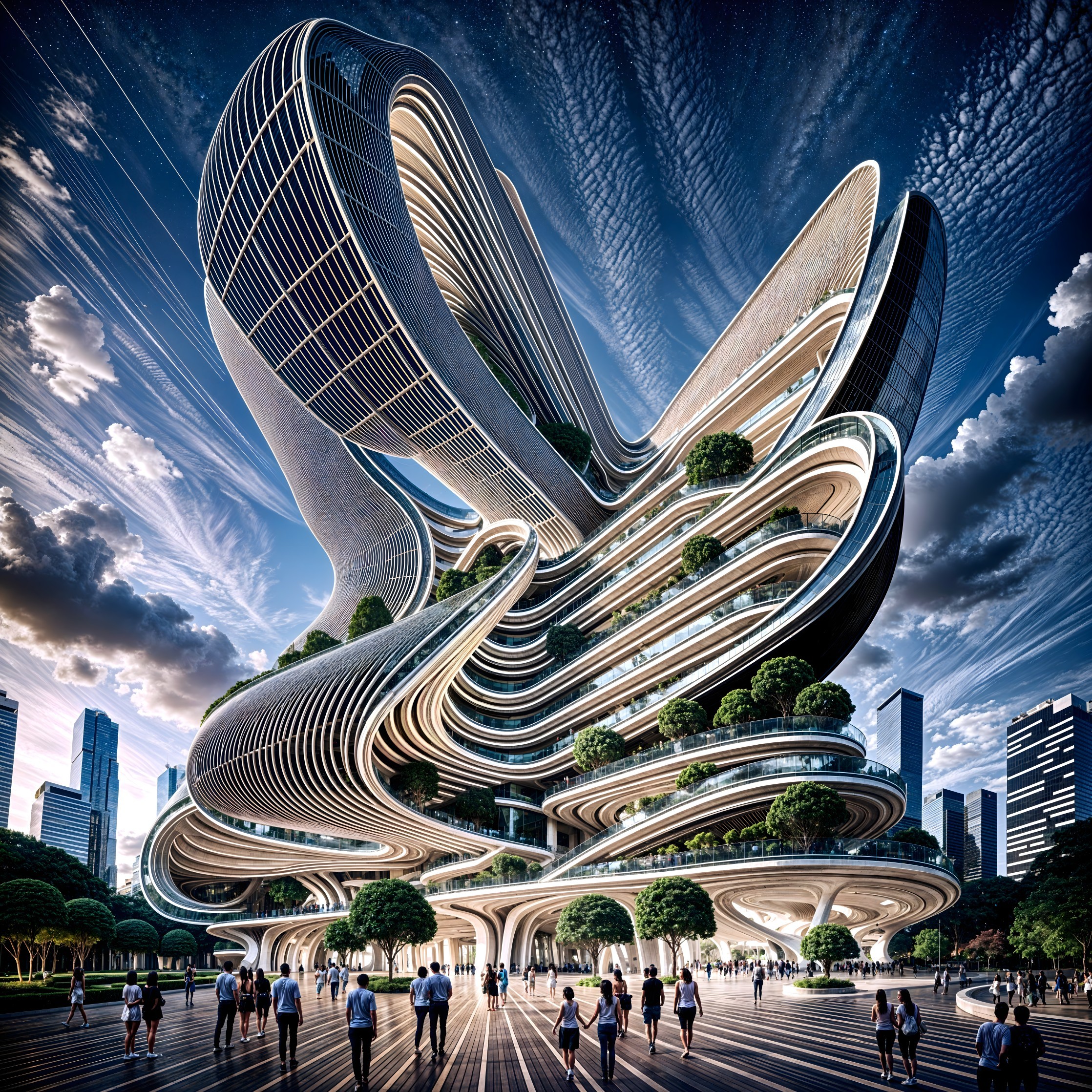 Futuristic Architectural Design with Organic Elements