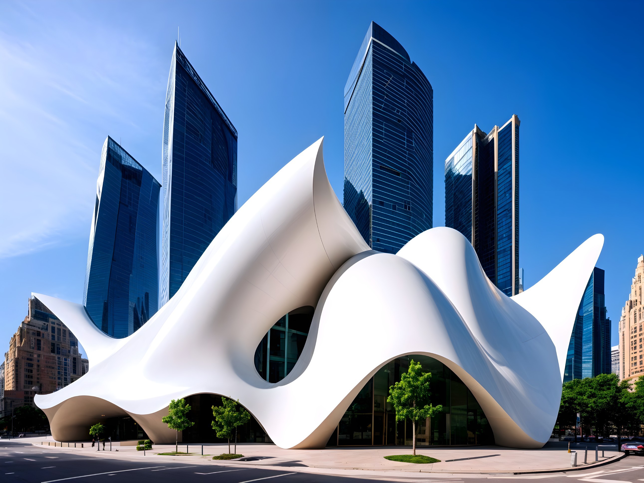 Modern Architectural Structure with Curved Design