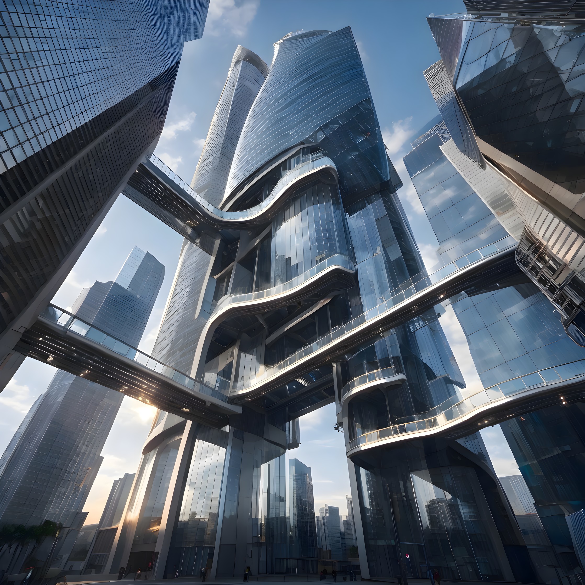 Futuristic cityscape with modern skyscrapers and design