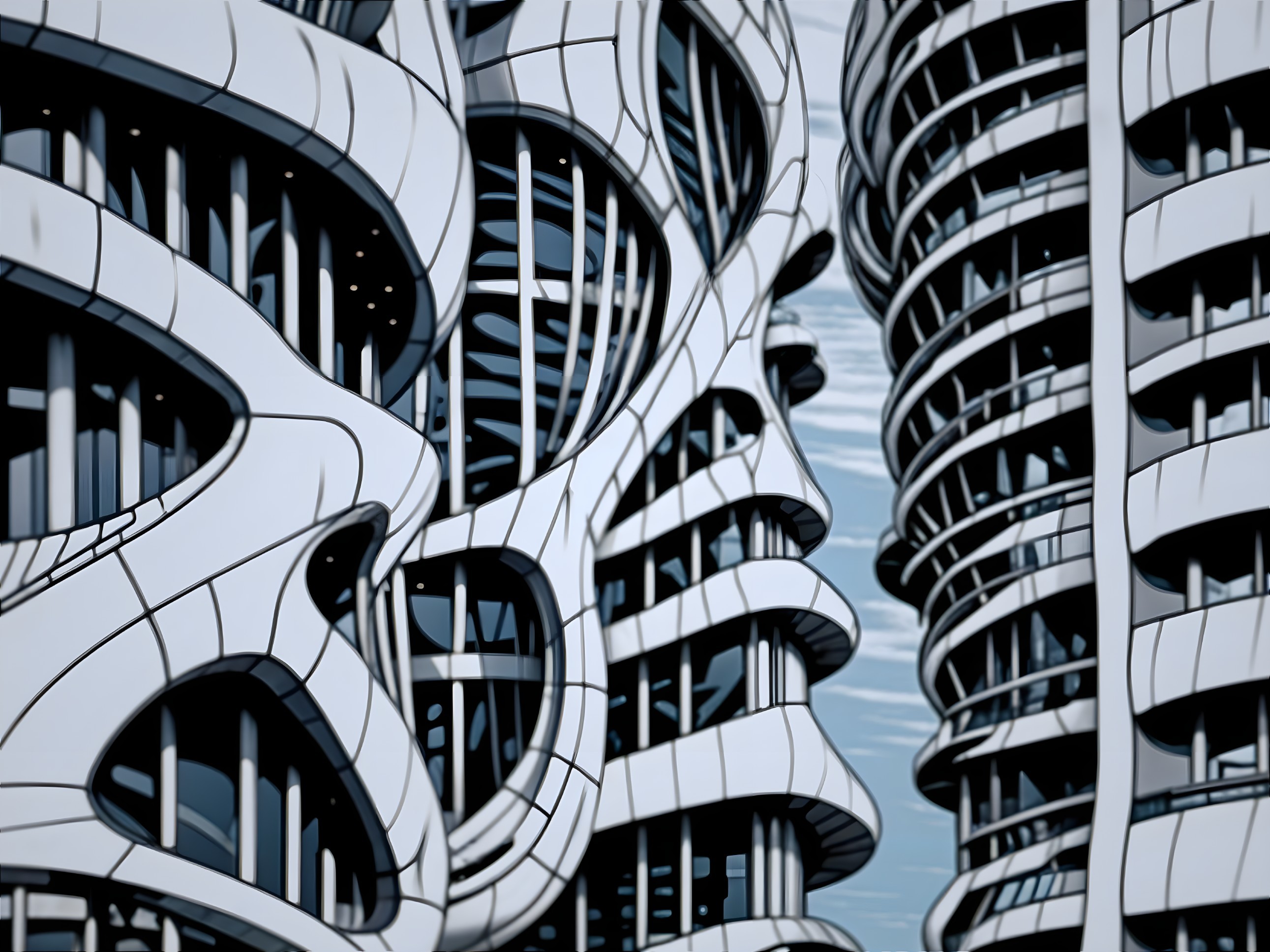Architectural Design with Curving Lines and Patterns