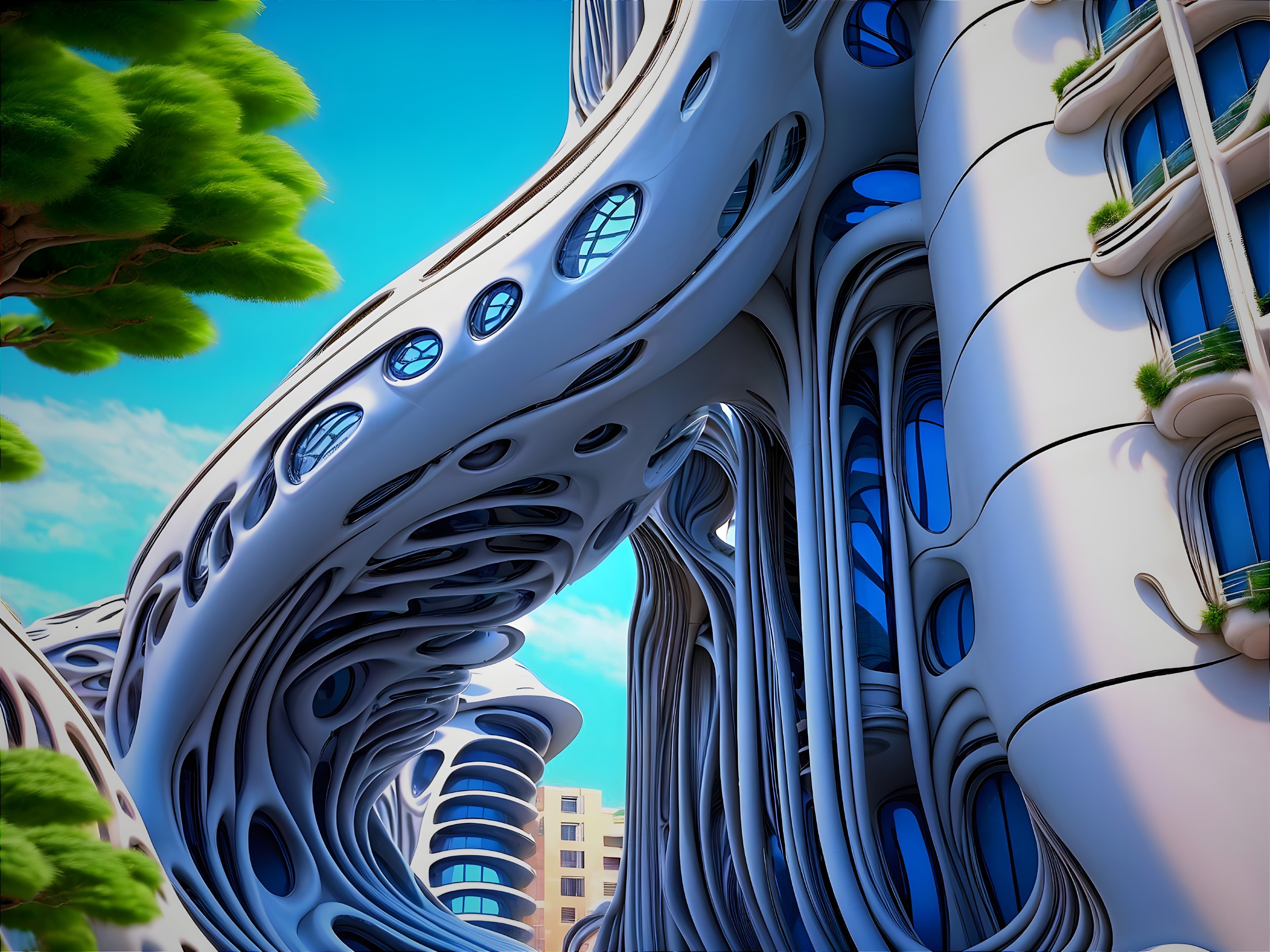 Futuristic Architectural Design with Organic Shapes