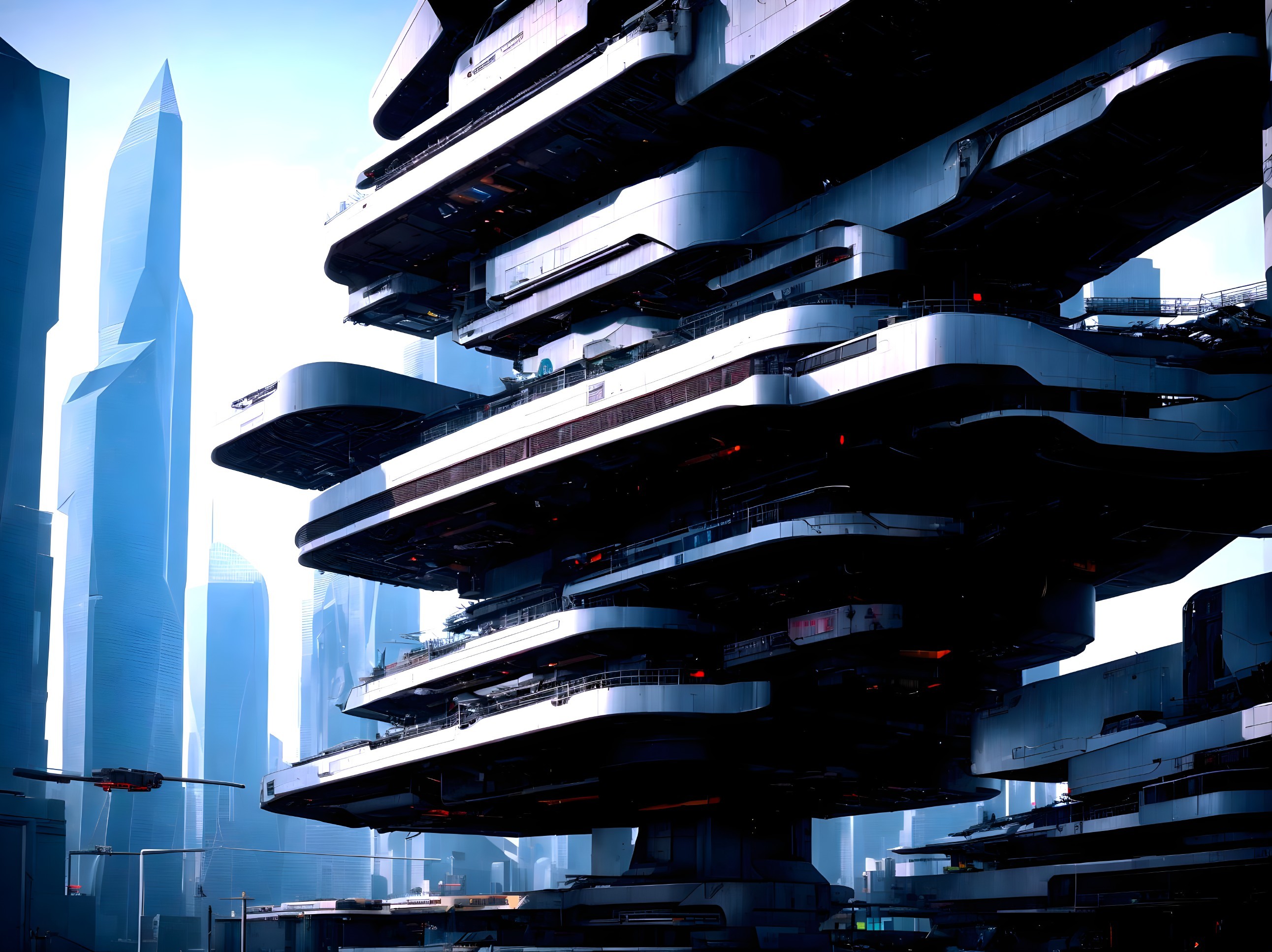 Futuristic Urban Landscape with Multilevel Structure