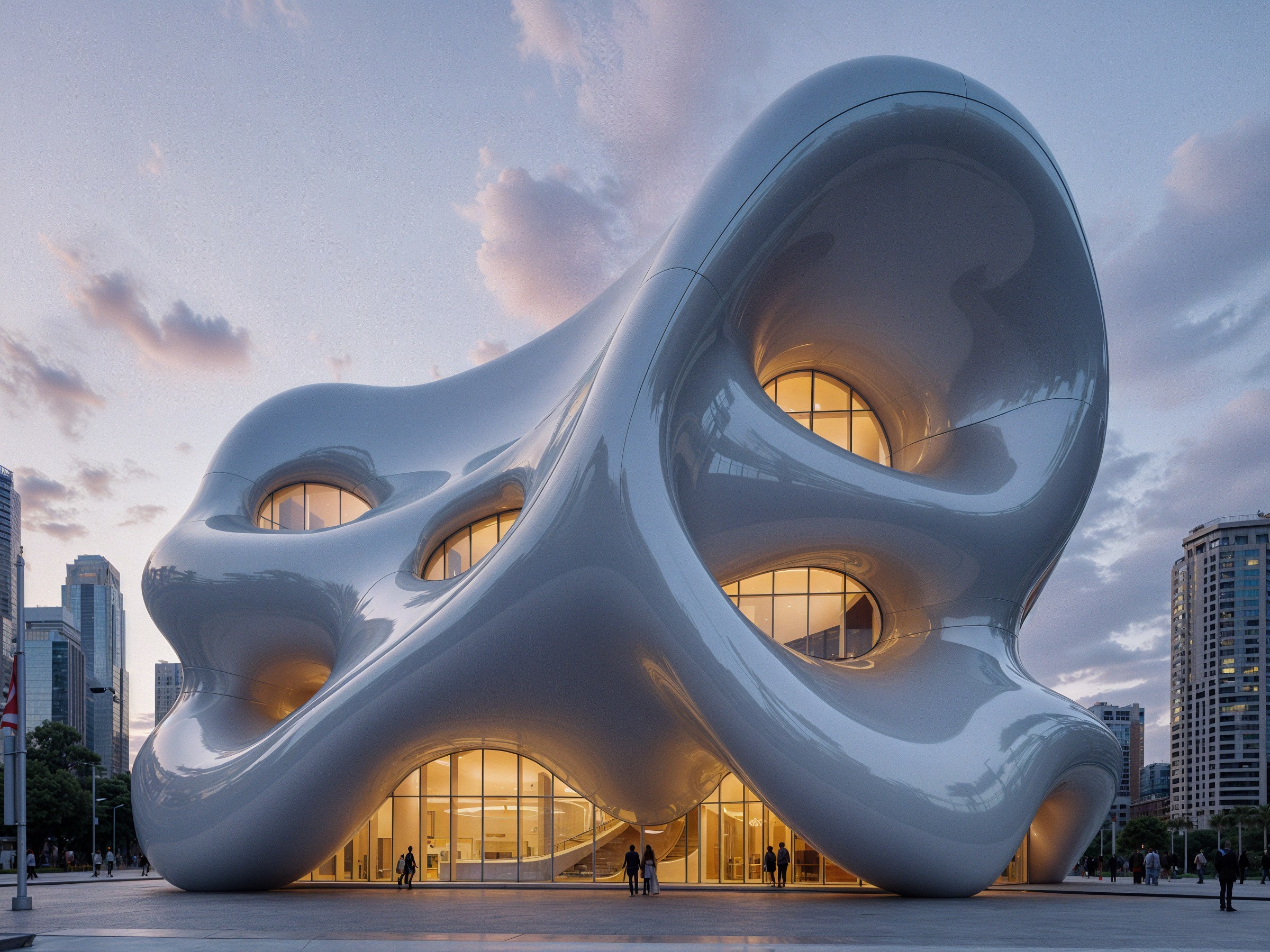 Contemporary Building with Organic Fluid Design