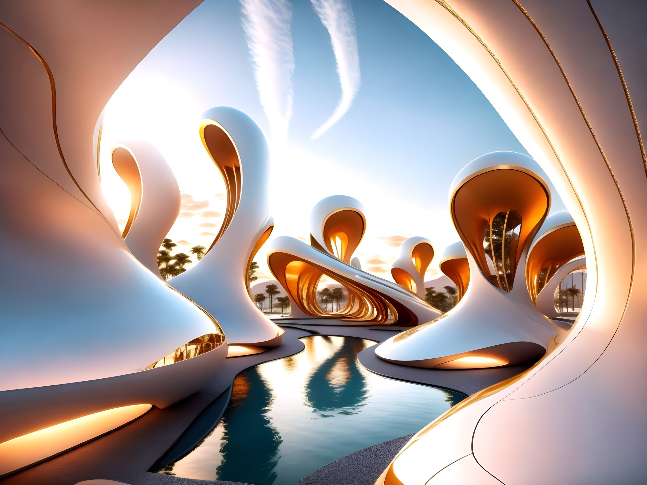 Futuristic Architectural Design with Organic Shapes