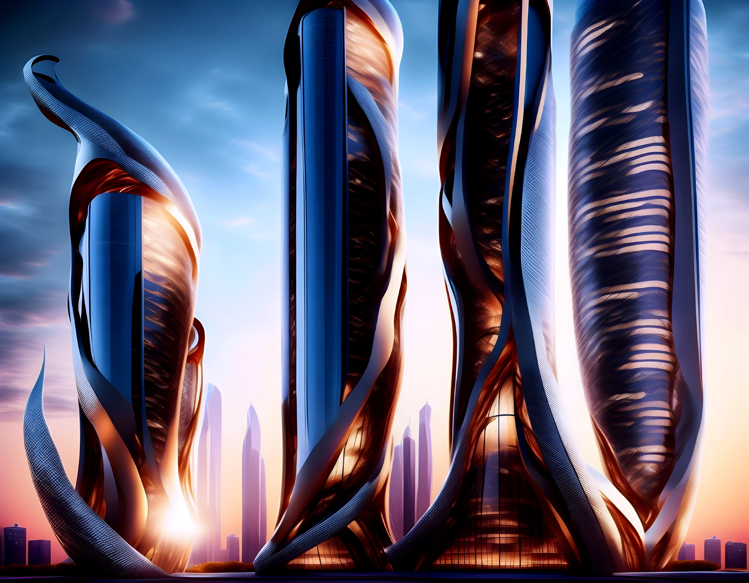 Futuristic Skyscrapers with Organic Sculptural Designs