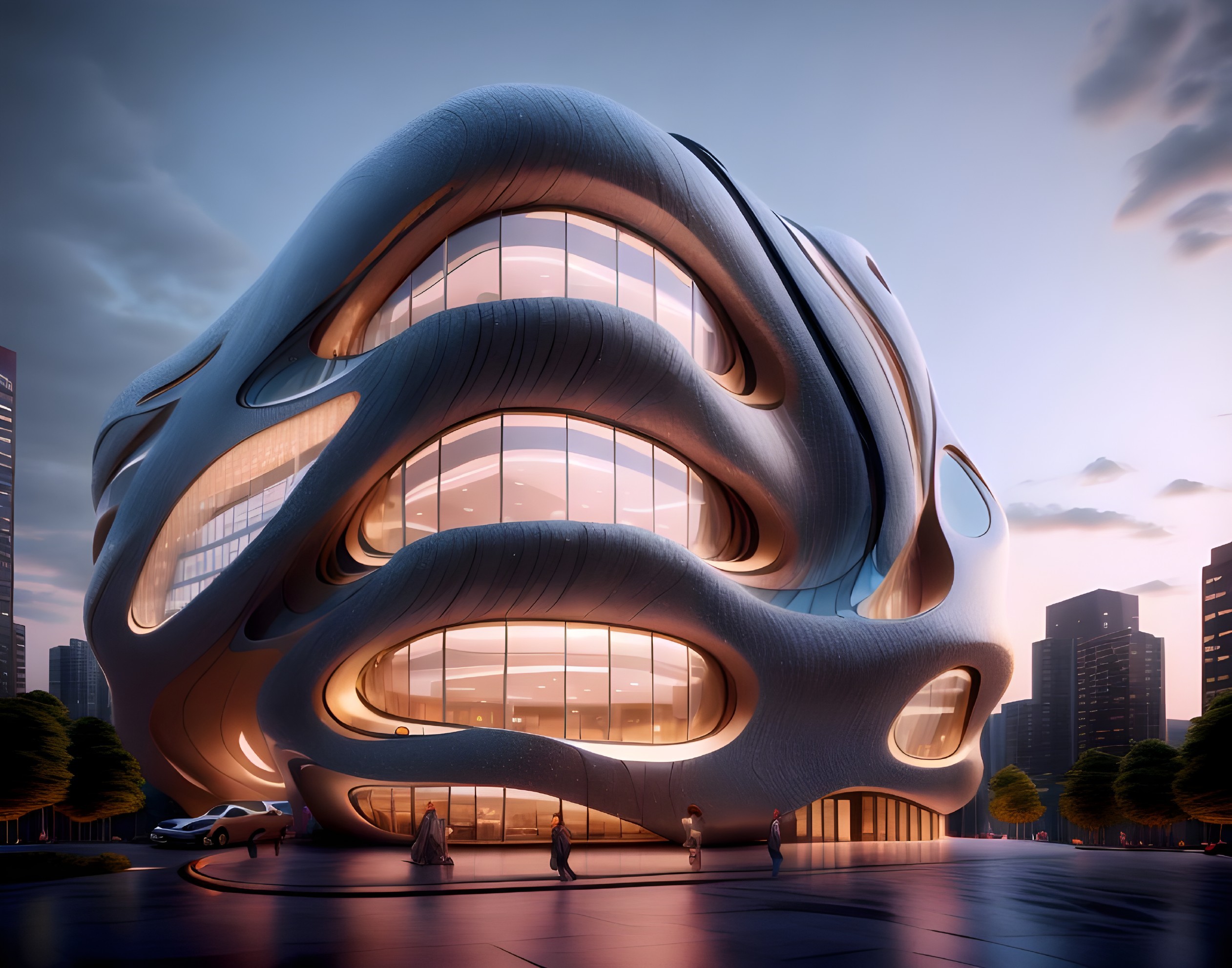 Modern Architectural Building with Organic Curves