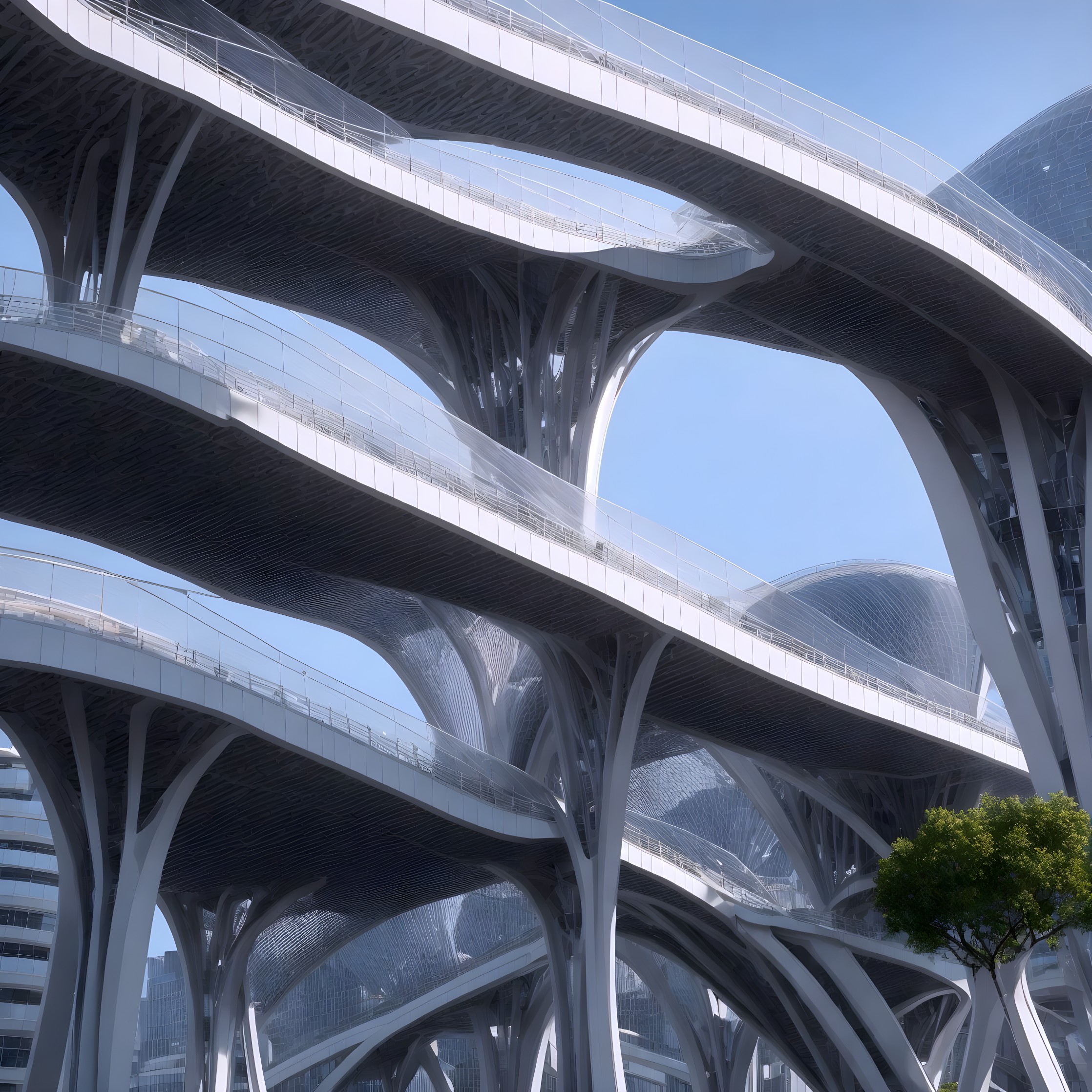 Futuristic Architectural Design with Curvilinear Forms