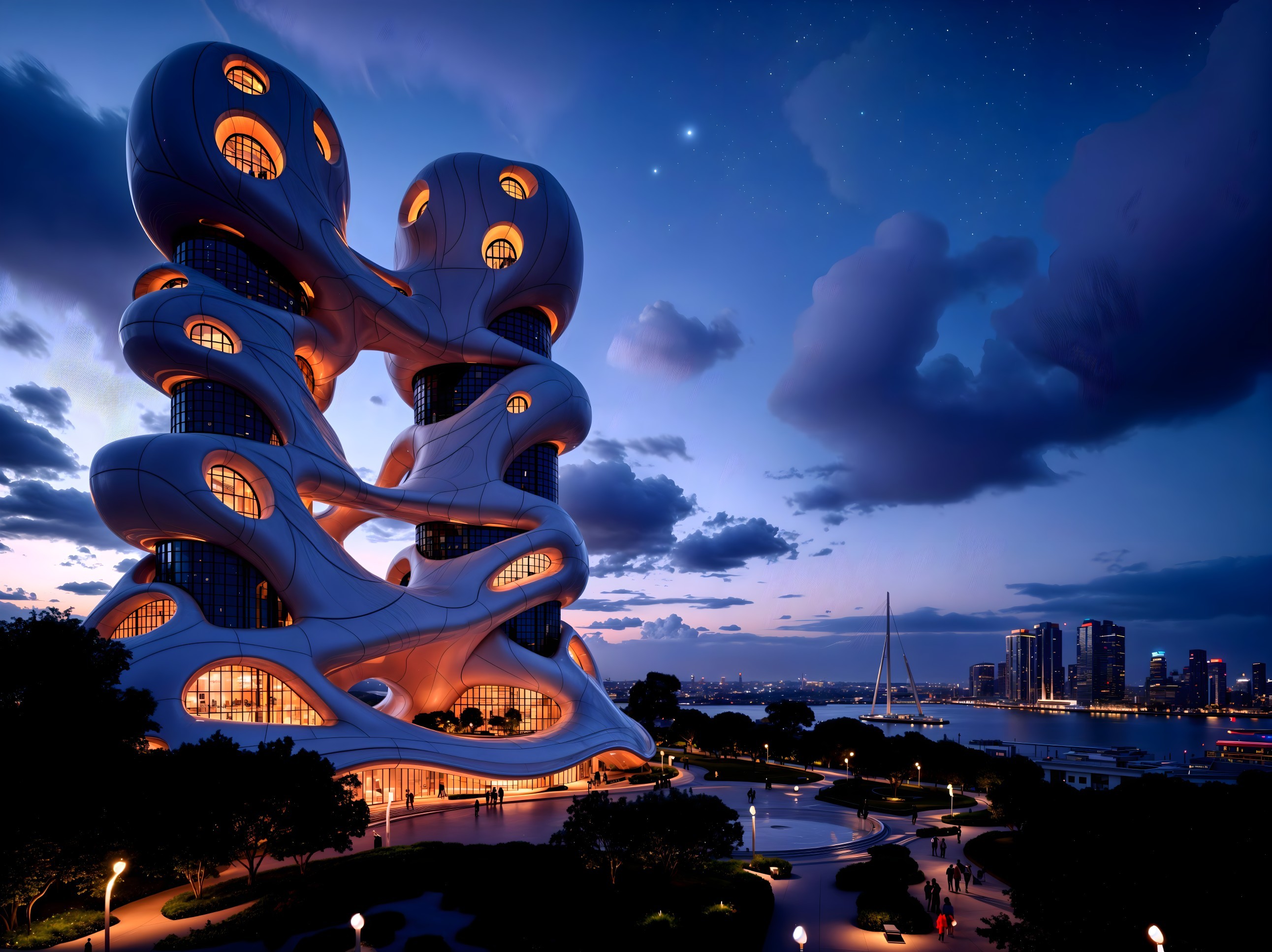 Futuristic Architectural Structure with Organic Forms