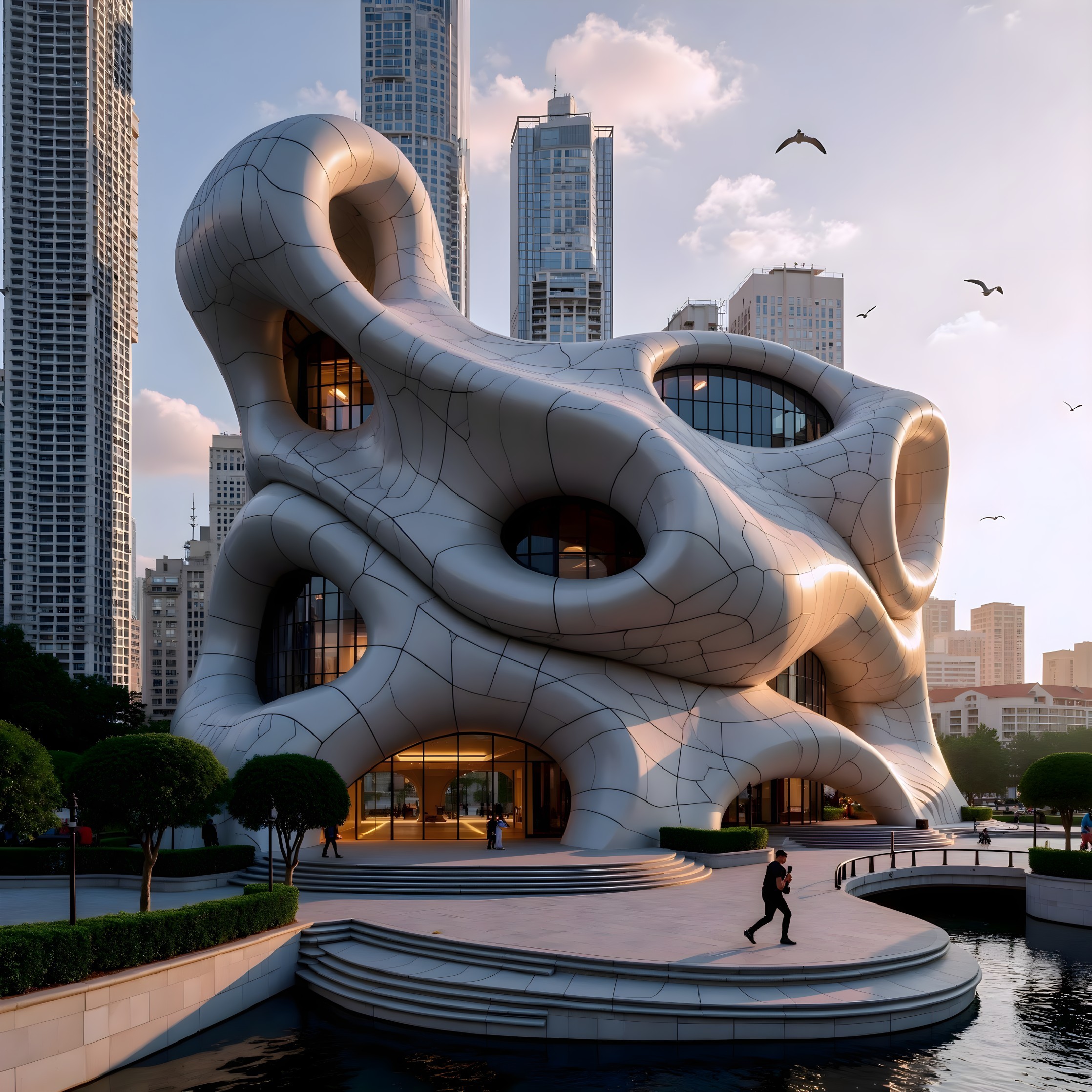 Avant-garde building with fluid, organic architecture