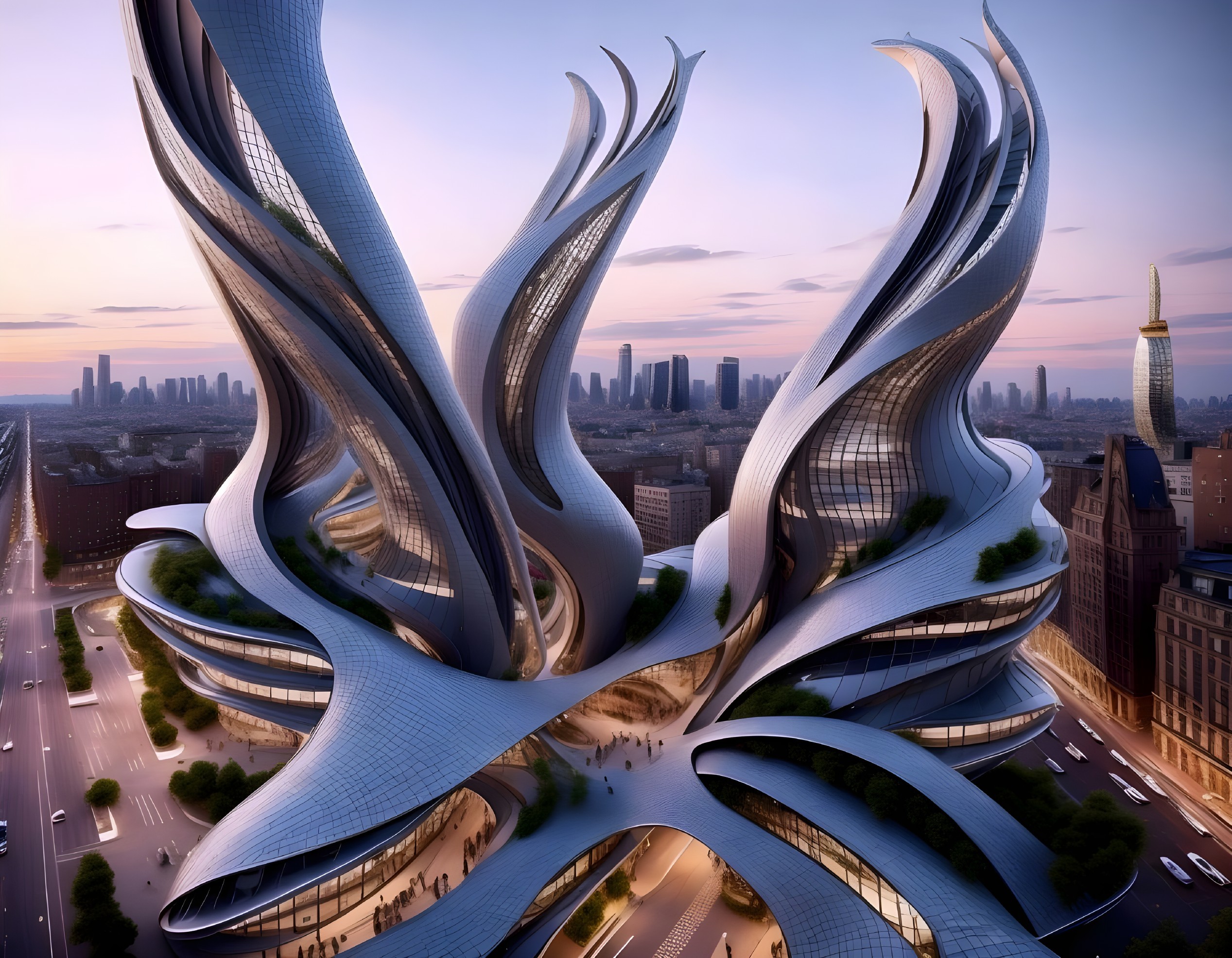 Avant-garde architectural structure with organic forms