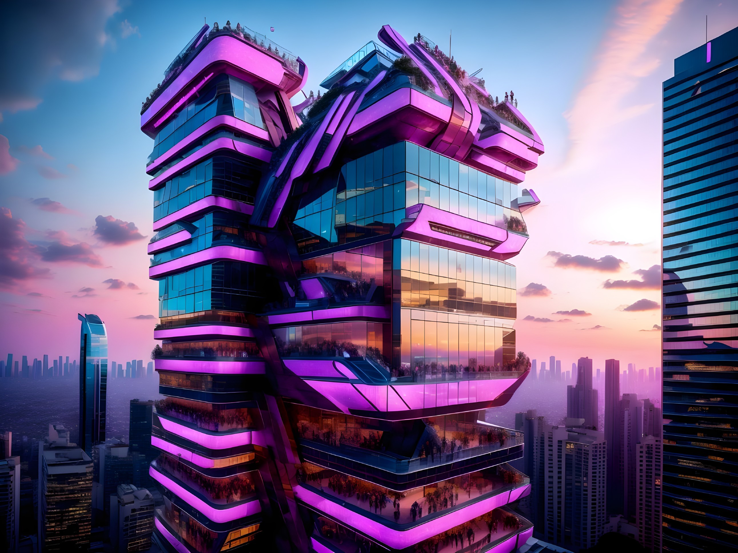 Futuristic Skyscraper Design with Glass Facades