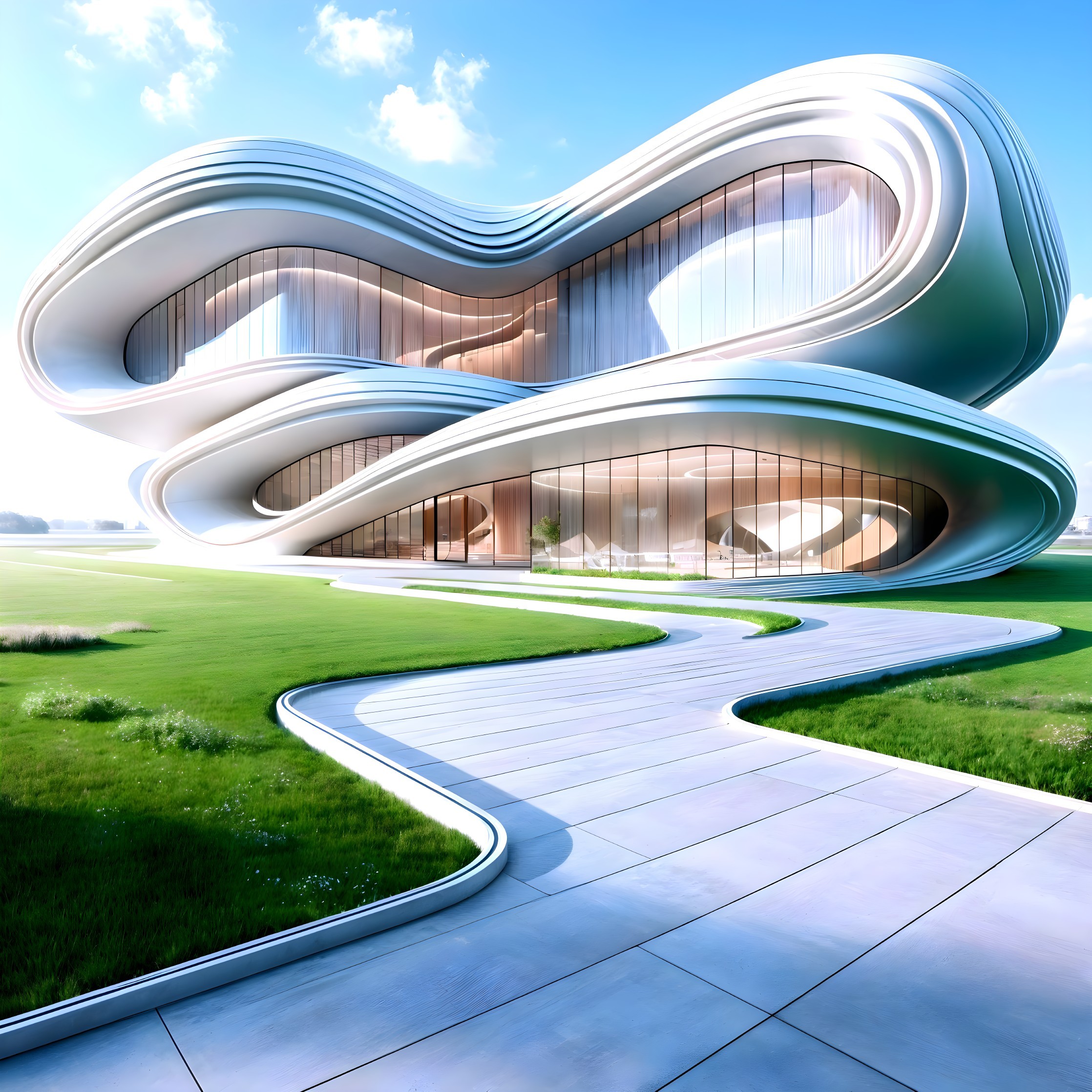Modern Architectural Design with Organic Shapes and Glass