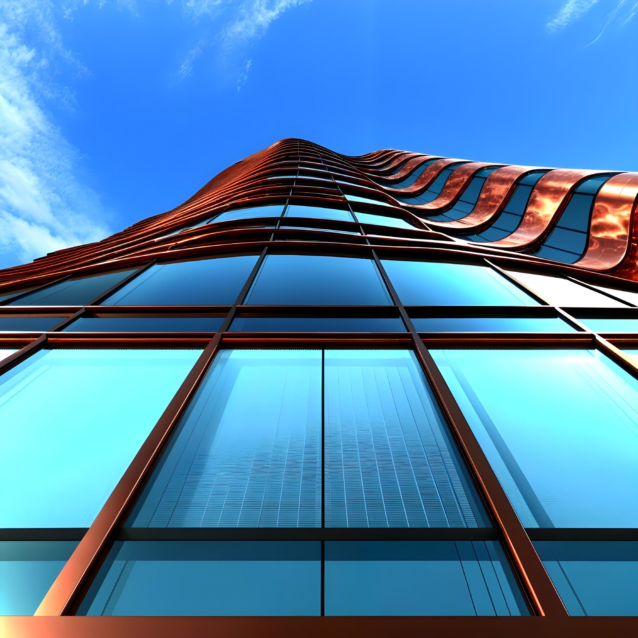 Modern Skyscraper with Wavy Design and Glass Facade