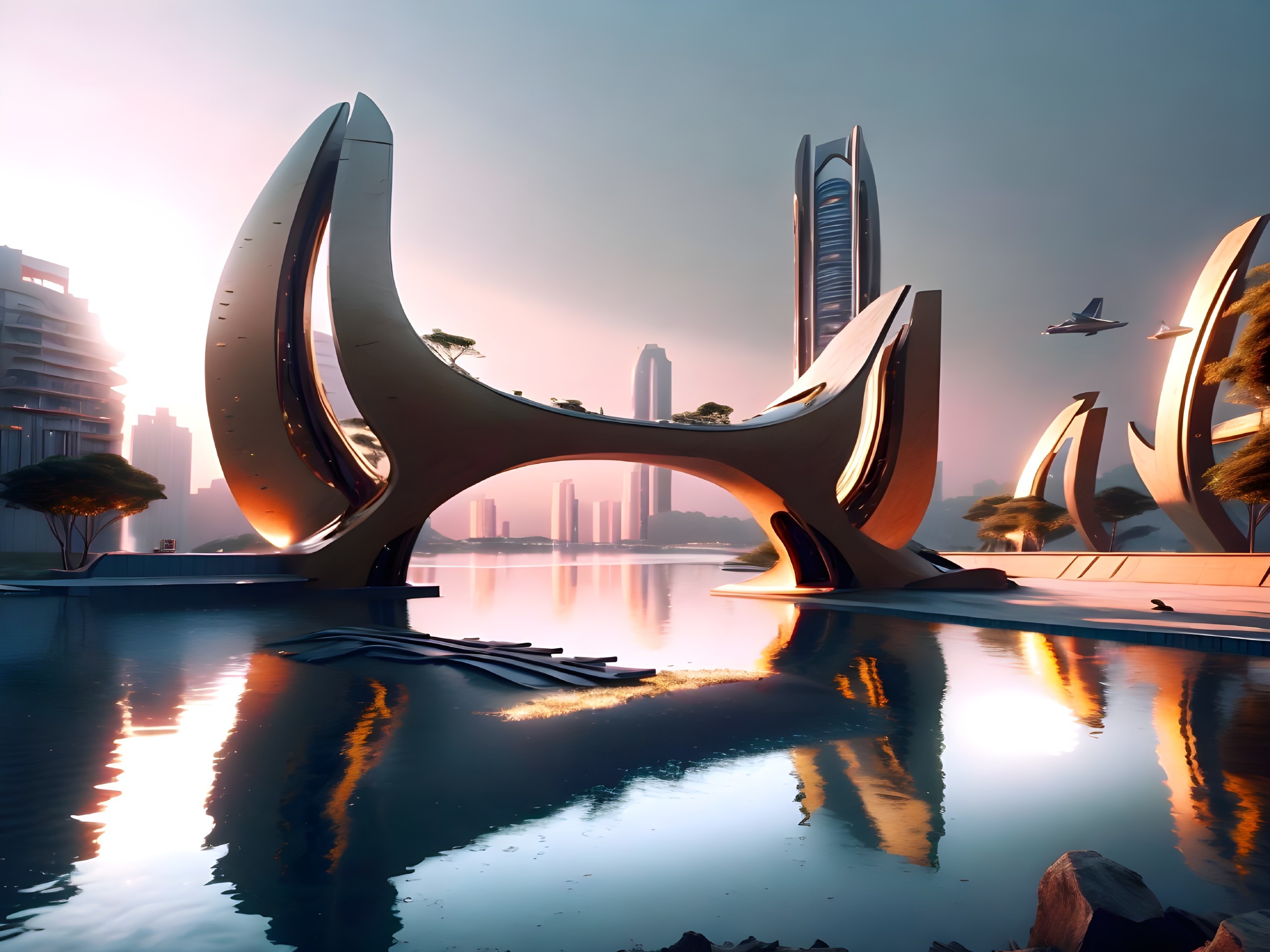 Futuristic Urban Landscape with Sleek Architecture