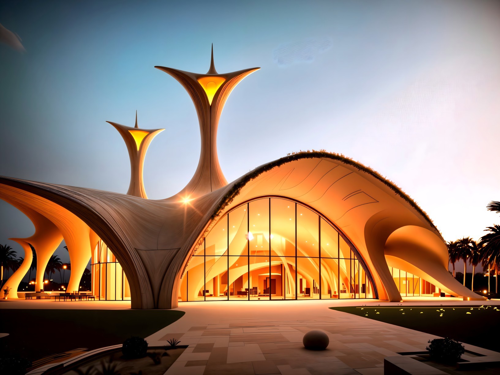 Futuristic Architectural Design with Organic Shapes