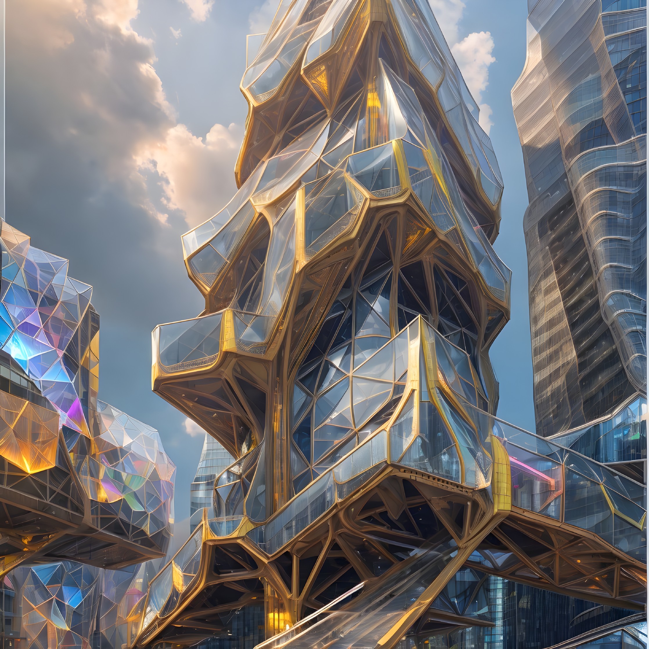 Futuristic Building with Organic Architecture and Glass