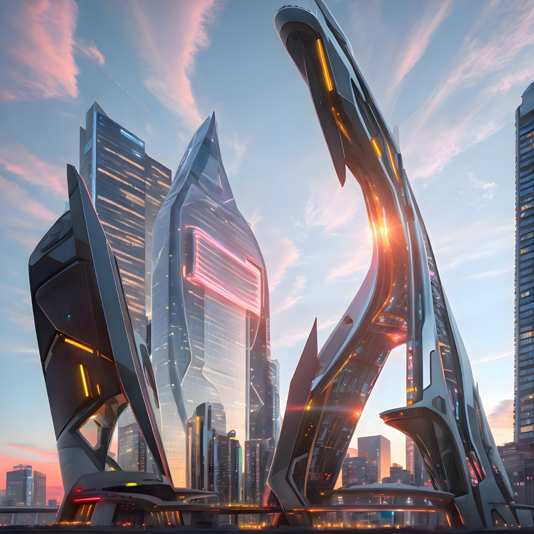 Futuristic Urban Landscape with Dynamic Architecture