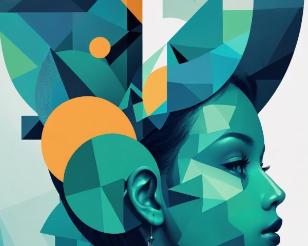 Colorful Geometric Profile Art with Vibrant Shapes