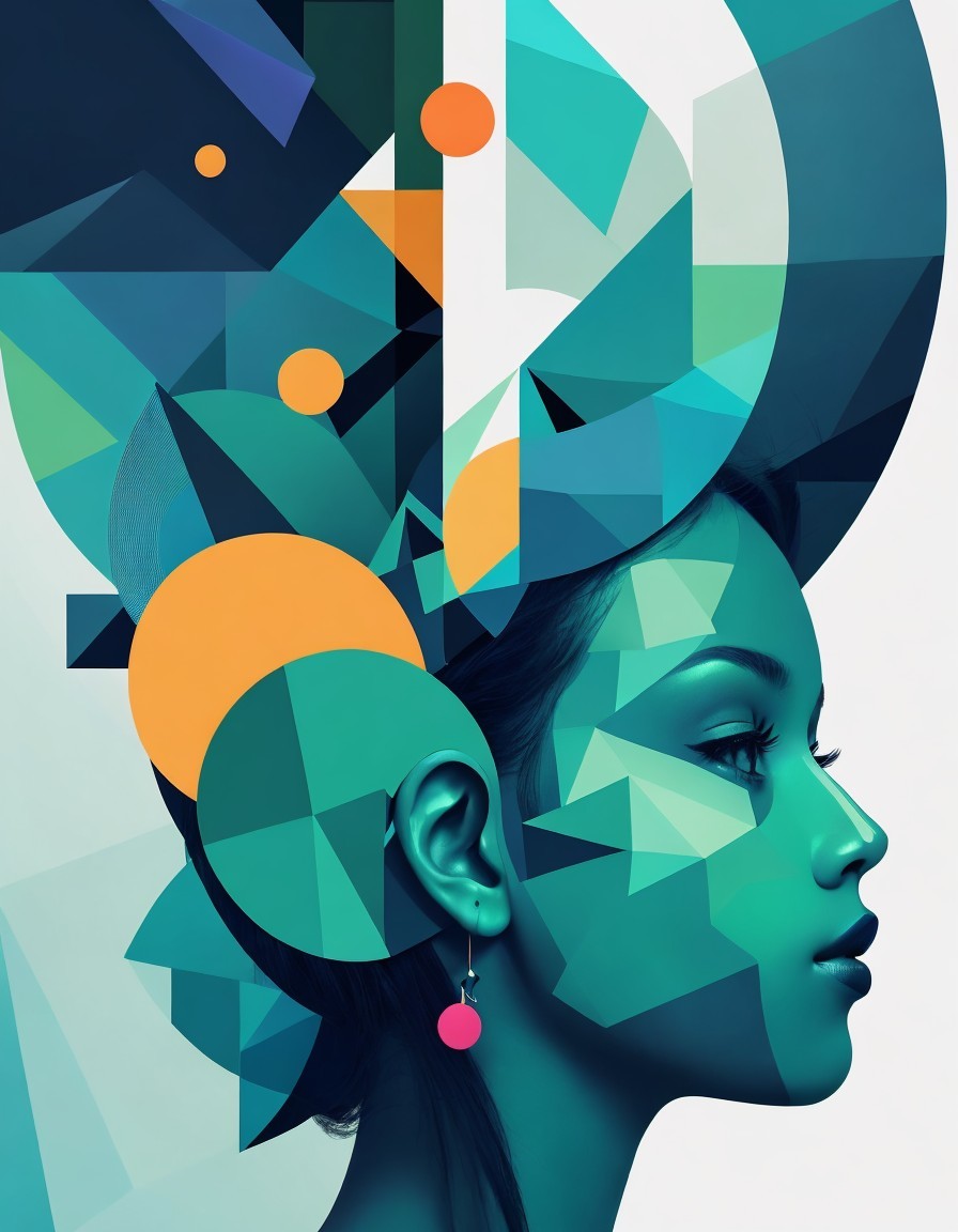 Colorful Geometric Profile Art with Vibrant Shapes