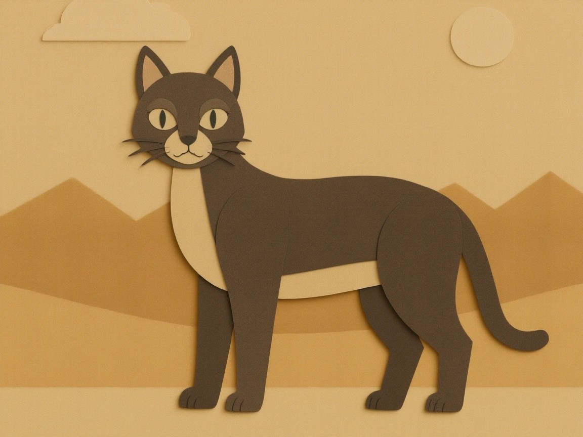 Minimalist Paper-Cutout Design of a Stylized Cat