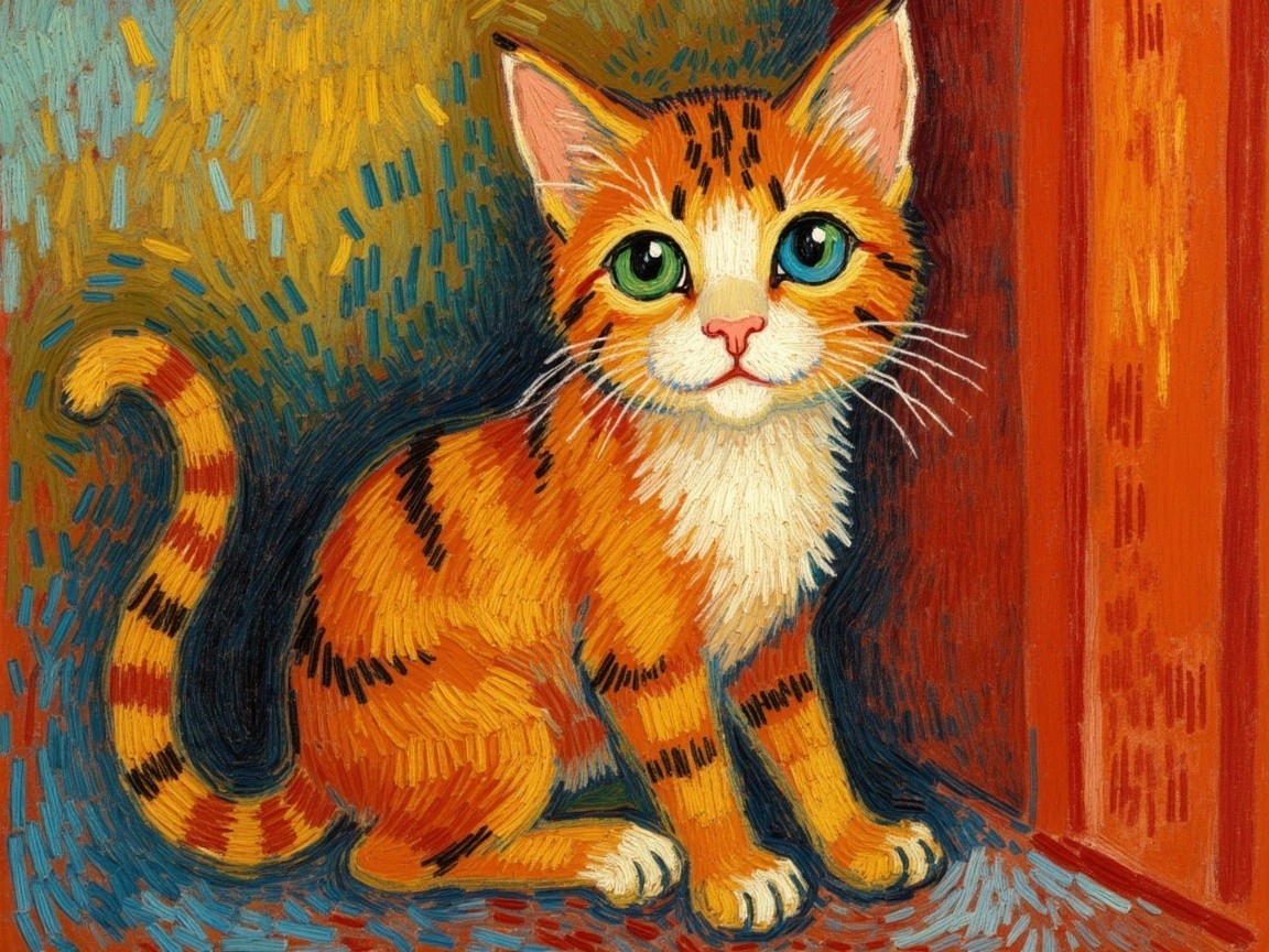 Vibrant Illustration of a Playful Orange Tabby Cat