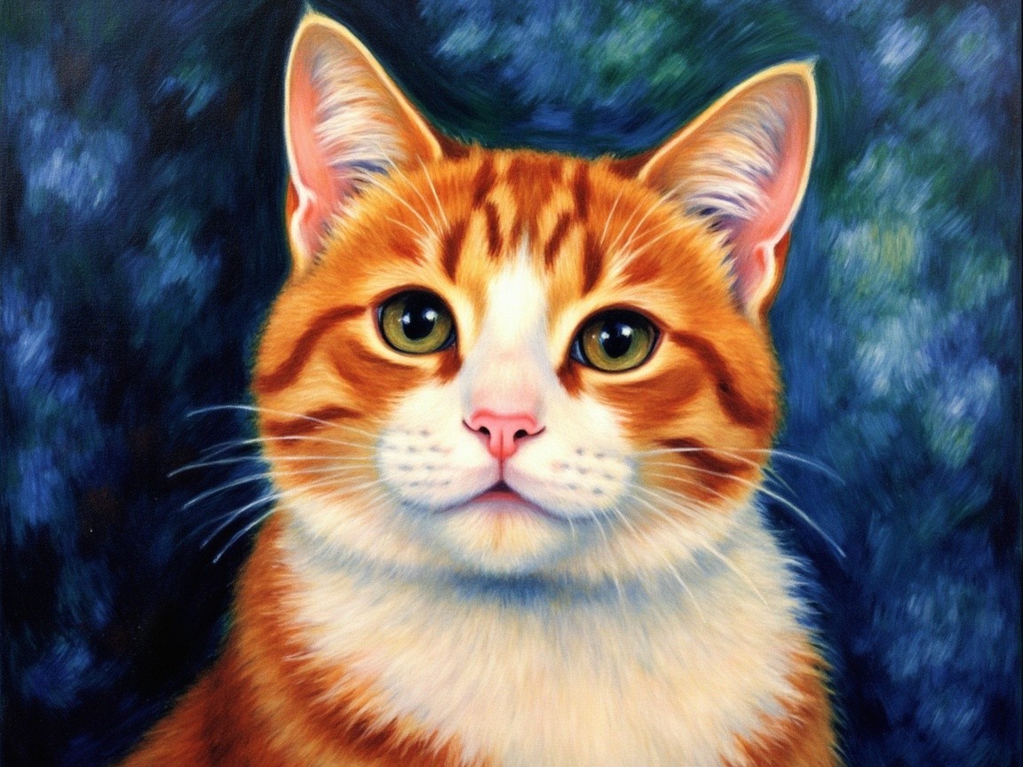 Vibrant Portrait of an Orange Tabby Cat with Green Eyes