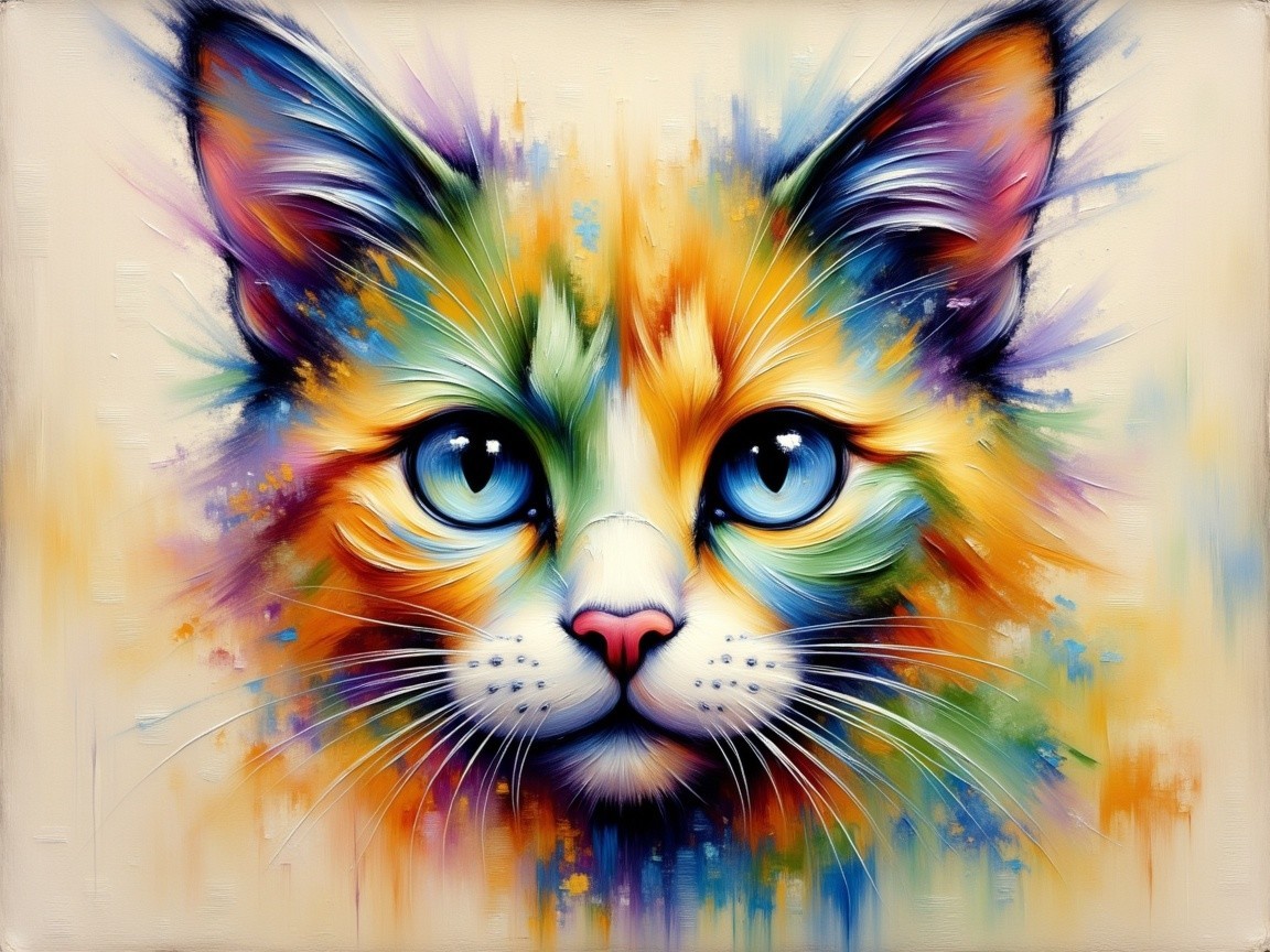 Vibrant Abstract Portrait of a Cat's Face