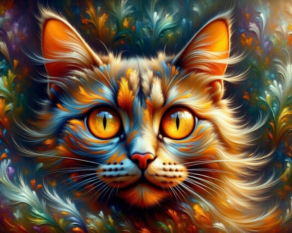 Vibrant Stylized Cat Face with Colorful Background