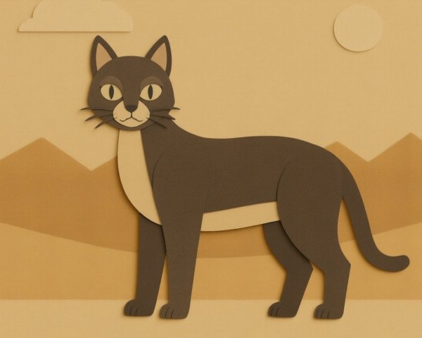 Minimalist Paper-Cutout Design of a Stylized Cat
