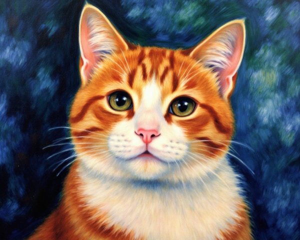 Vibrant Portrait of an Orange Tabby Cat with Green Eyes