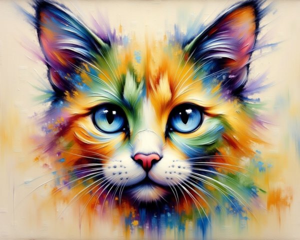 Vibrant Abstract Portrait of a Cat's Face