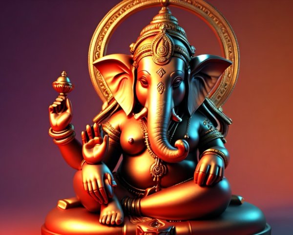 Vibrant Hindu deity Ganesha artwork on warm gradient backdrop