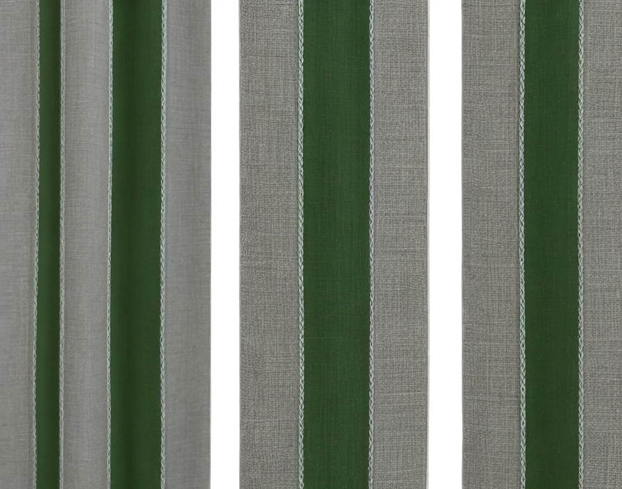 Green and White Textured Fabric Panels with Visible Stitching Details