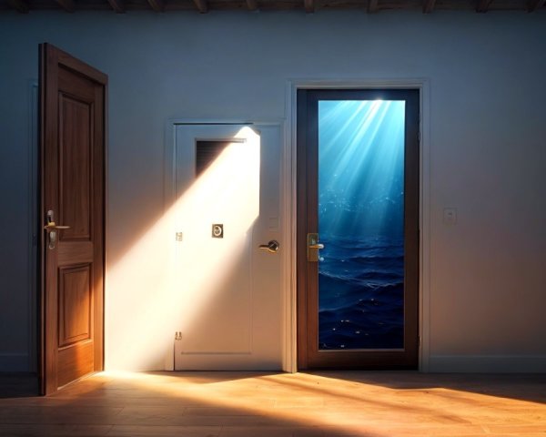 Room with Open Door and Underwater View
