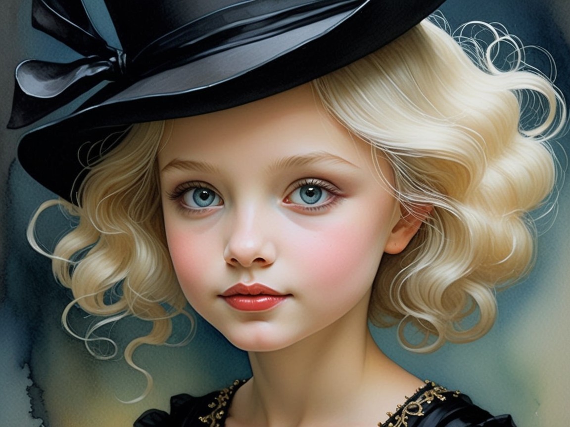 Young girl with blue eyes in elegant attire