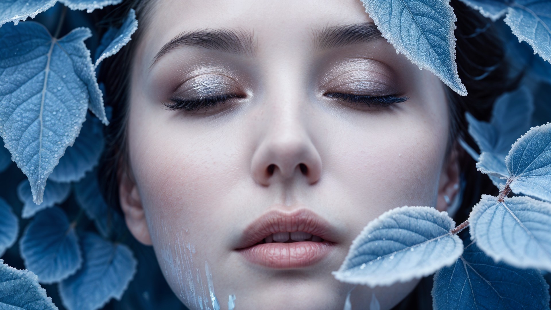 Serene Portrait of a Woman in Tranquil Blue