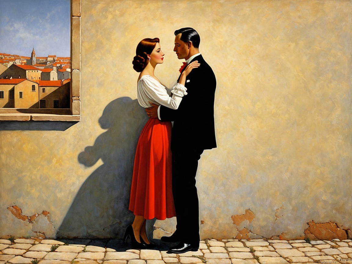 Couple Embracing in Romantic Soft Lighting Scene