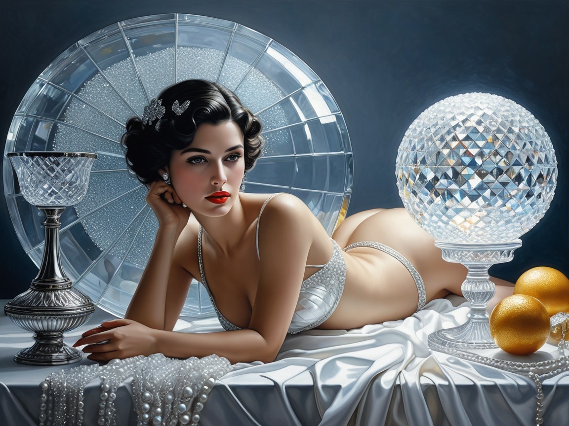 Glamorous Woman in Elegant Lingerie on Luxurious Surface