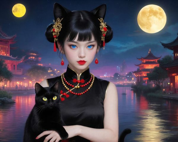 Anime Render of Young Woman in Traditional Dress