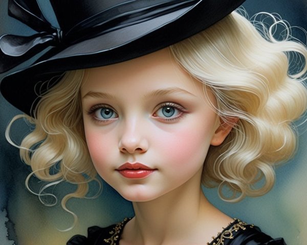 Young girl with blue eyes in elegant attire