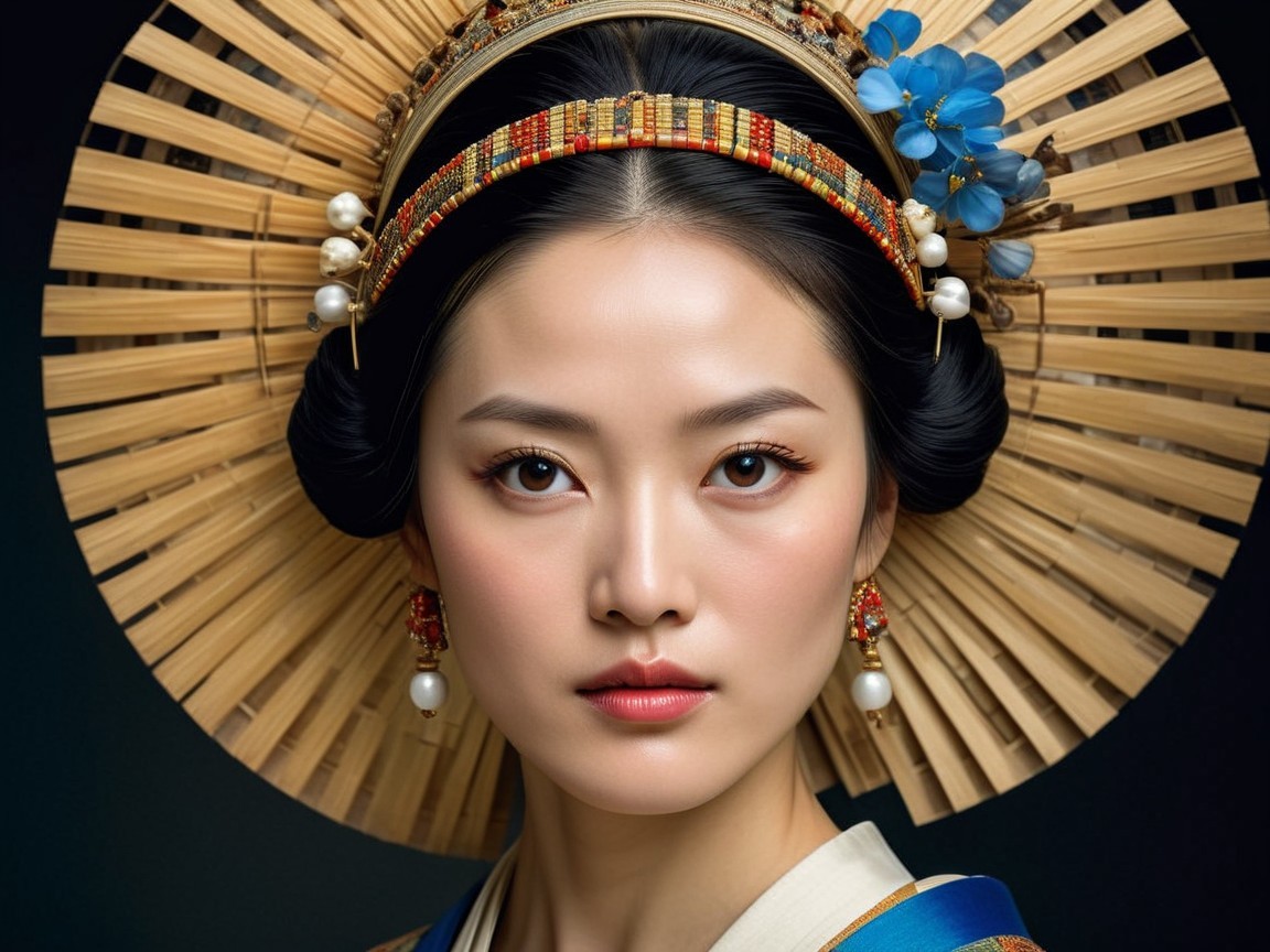 Portrait of a Young Woman in Traditional Attire